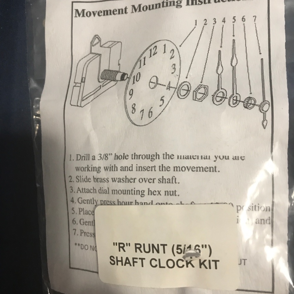 NEW “R” RUNT (5/16) shaft clock kit…new in package
